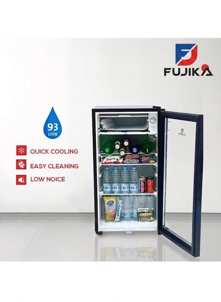 FUJIKA Glass door refrigerator - with top freezer - 93 liters - black - FJ-301 - Image 2