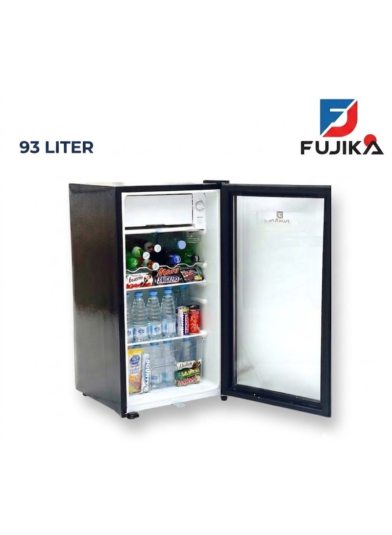 FUJIKA Glass door refrigerator - with top freezer - 93 liters - black - FJ-301 - Image 1