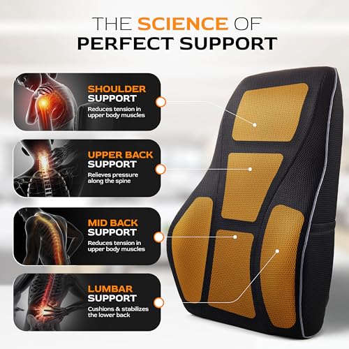 TULARIS Extra Dense Lumbar Support Pillow with Double Adjustable Straps Ergonomic Memory Foam Cushion for Office Chair Car Couch Firm Back Support for Lower Back Spine Pain Relief - Image 3