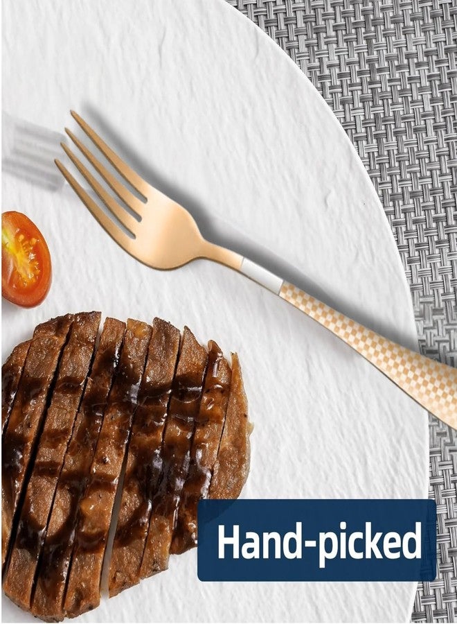 P Plus Fire Small Flatware Forks, Durable Stainless Steel Table Forks with Square Edges & Sleek Finish, Rust-Free and Comfortable to Hold for Any Occasion (Small Fork, Rose Gold, Pack of 6) - Image 3