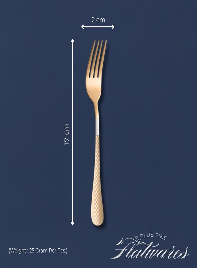 P Plus Fire Small Flatware Forks, Durable Stainless Steel Table Forks with Square Edges & Sleek Finish, Rust-Free and Comfortable to Hold for Any Occasion (Small Fork, Rose Gold, Pack of 6) - Image 2