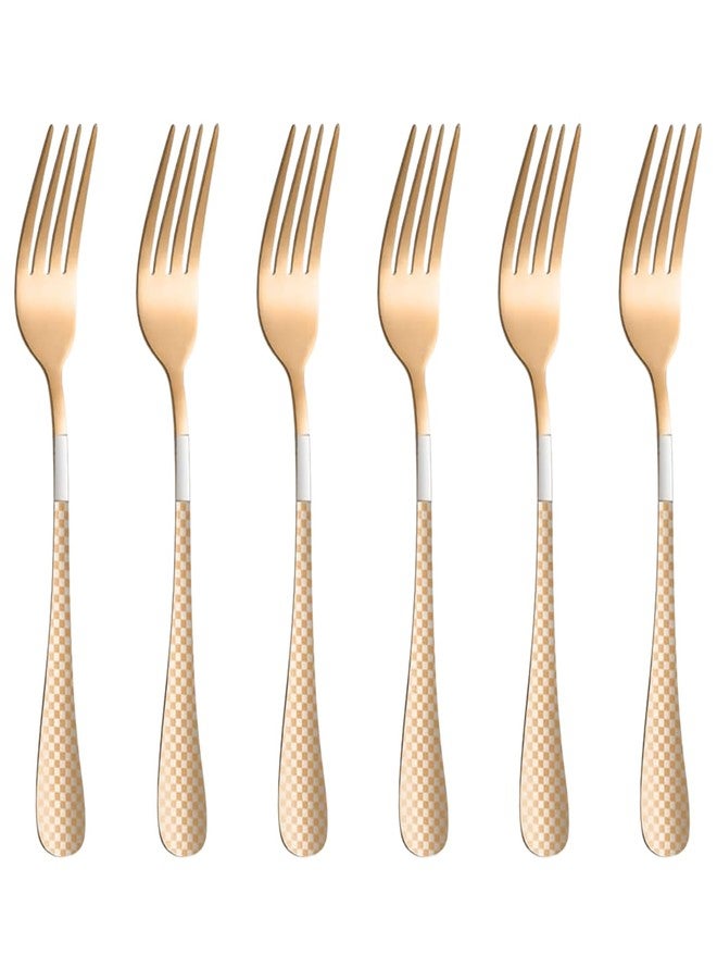 P Plus Fire Small Flatware Forks, Durable Stainless Steel Table Forks with Square Edges & Sleek Finish, Rust-Free and Comfortable to Hold for Any Occasion (Small Fork, Rose Gold, Pack of 6) - Image 1