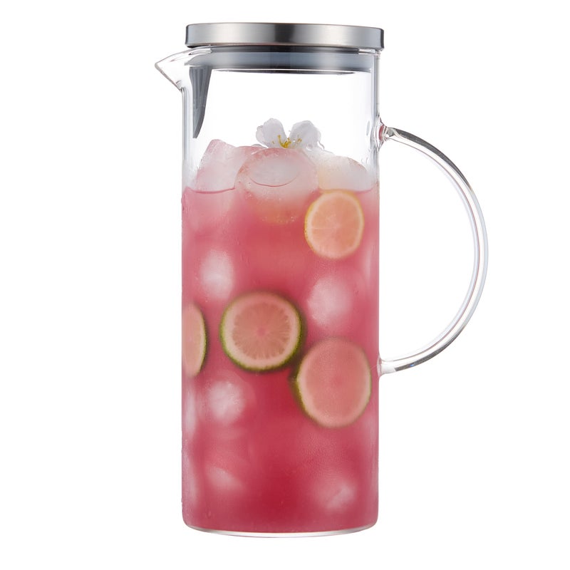 Purefold Concise Style Water Pitcher, 1.5L/50 oz Fridge Side Door Glass Pitcher with Lidï¼ŒHigh Borosilicate Glass Jug for Hot or Cold Homemade Drinks. - Image 1
