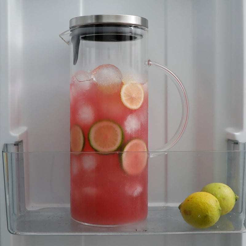 Purefold Concise Style Water Pitcher, 1.5L/50 oz Fridge Side Door Glass Pitcher with Lidï¼ŒHigh Borosilicate Glass Jug for Hot or Cold Homemade Drinks. - Image 2
