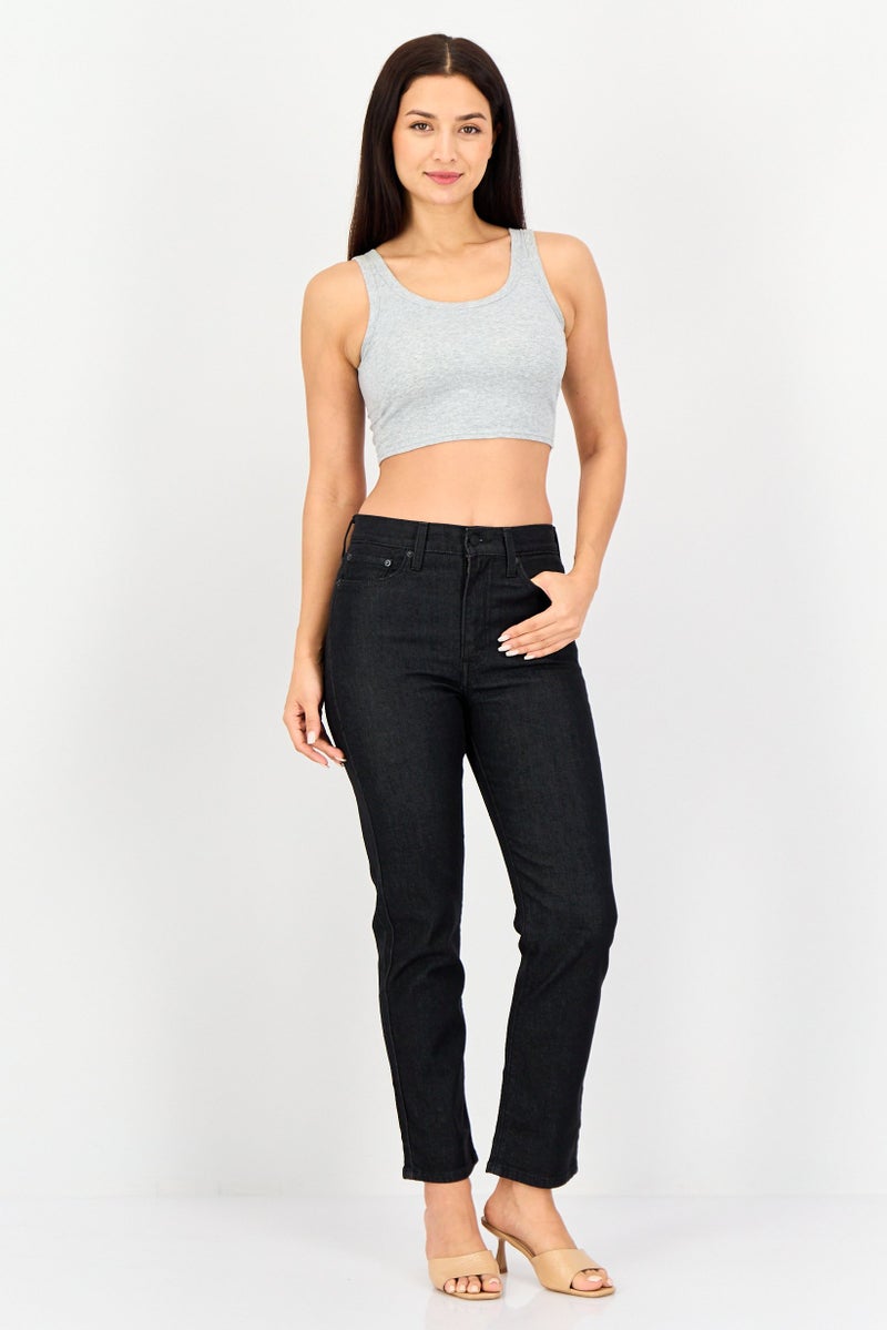 Levi's Women Straight Fit Solid Stretchable Jeans, Black - Image 3