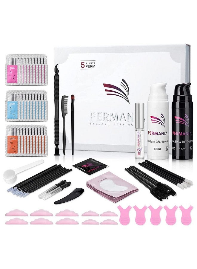 PERMANIA مجموعة رفع الرموش باللون الأسود، تصفيح سريع للرموش والحواجب، تلوين أسود طبيعي لمدة 15 دقيقة، نتائج في تعزيز الرموش والبرايمر (أسود) - Image 2