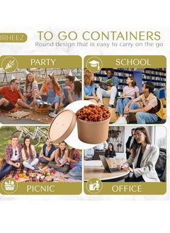 Generic Compostable Paper Soup Cups with Lids 25 Pack 12 oz Eco-friendly disposable cups with vented lids perfect for soup, steamed vegetables, or ice cream  - Image 4