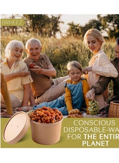 Generic Compostable Paper Soup Cups with Lids 25 Pack 12 oz Eco-friendly disposable cups with vented lids perfect for soup, steamed vegetables, or ice cream  - Image 5