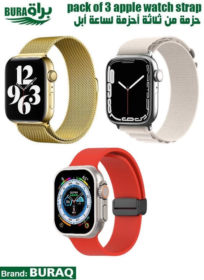 BURAQ - Apple Watch Band Strap For Apple Watch Ultra 2/Ultra 49mm, Series 10 46mm, 9/8/7 45mm, SE2/SE/6/5/4 44mm, 3/2/1 42mm - Image 1