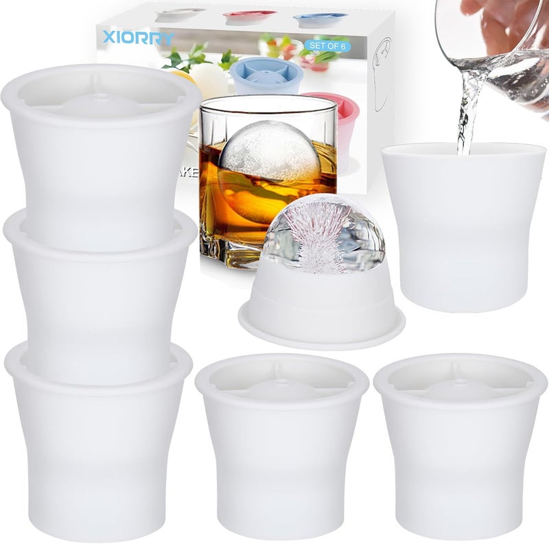 XIORRY (Upgrade) Ice Molds 6 PCS, Silicone Sphere Ice Mold Maker, Stackable Easy Release Circle Ice Cube Mold with Lids, Spherical Ice Makers with Lids for Whiskey, Cocktails, Bourbon, and Drinks - Image 1