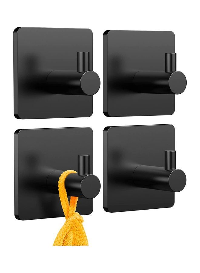NIBEMINENT 4-Piece Towel Hook Set Black 4.5x4.5x3.4cm - Image 1