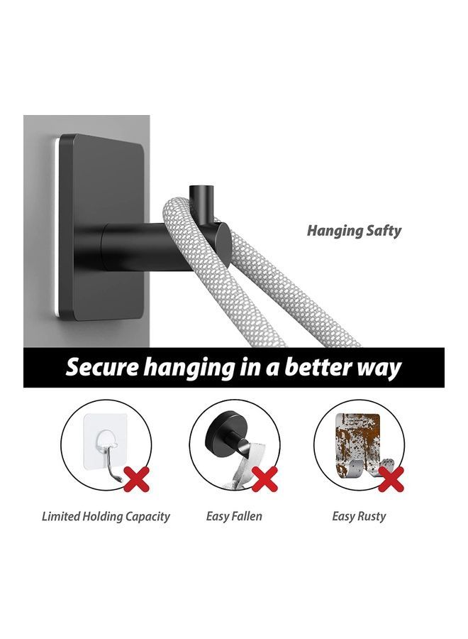 NIBEMINENT 4-Piece Towel Hook Set Black 4.5x4.5x3.4cm - Image 3