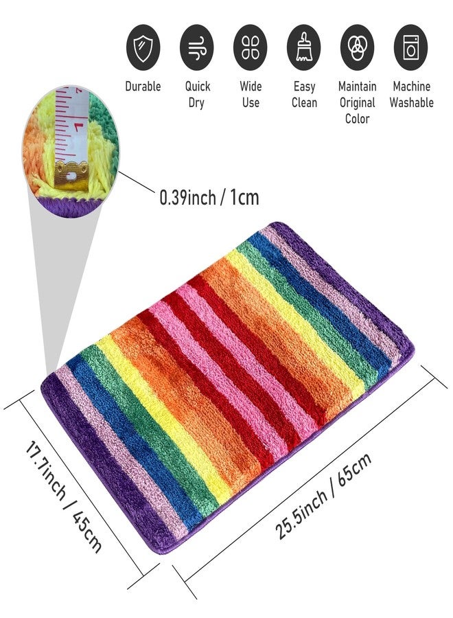 Sisher Rainbow Bath Mat Kids Rainbow Bath Mat Cute Bathroom Mat Colorful Bathroom Rugs Washable Soft Non-Slip Shower Shag Bath Rugs, Fluffy Thick Water Absorbent Microfiber Shower Mat 25.5"17.7" - Image 4