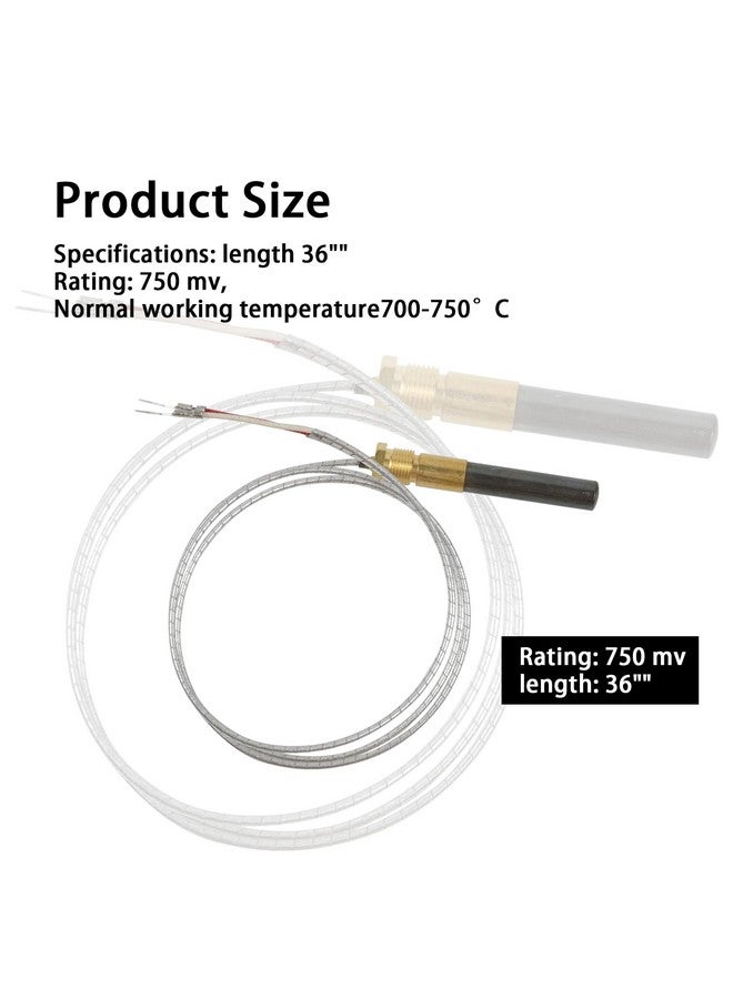Delixike 1950-001 Robertshaw Thermopile 36" 250-750 Millivolts MV 2 Lead with PG9 Adapter  - Image 2