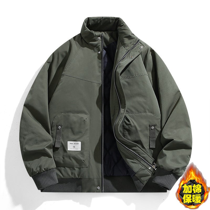 Men'S Jacket Fashion Casual Thickened Cotton Coat Trendy Workwear Cotton Jacket Loose Plus Size - Image 2