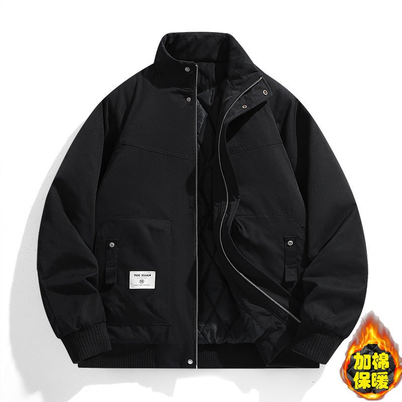 Men'S Jacket Fashion Casual Thickened Cotton Coat Trendy Workwear Cotton Jacket Loose Plus Size - Image 4