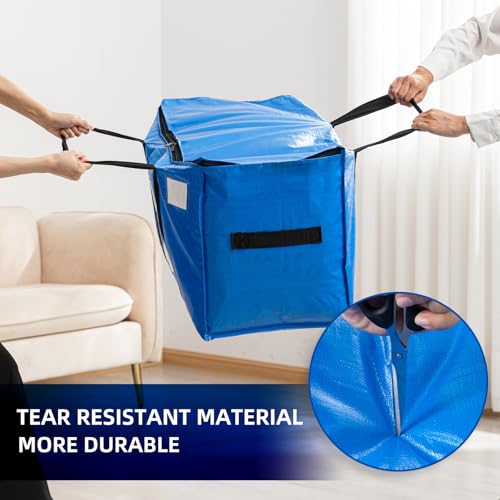 TAILI Extra Large Moving Bags, 2 Pack Blue Heavy Duty Totes For Storage with Visible Window, Wrap Around Handles, Storage Bags for Space Saving, Alternative to Moving Boxes - Image 4