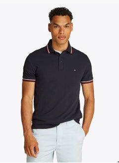 TOMMY HILFIGER Men's Tipped Slim Fit Polo Shirt - Cotton, Blue  - Image 1