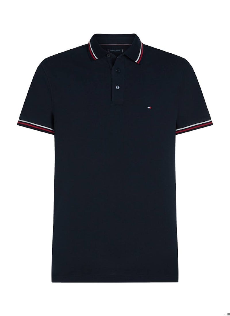 TOMMY HILFIGER Men's Tipped Slim Fit Polo Shirt - Cotton, Blue  - Image 2