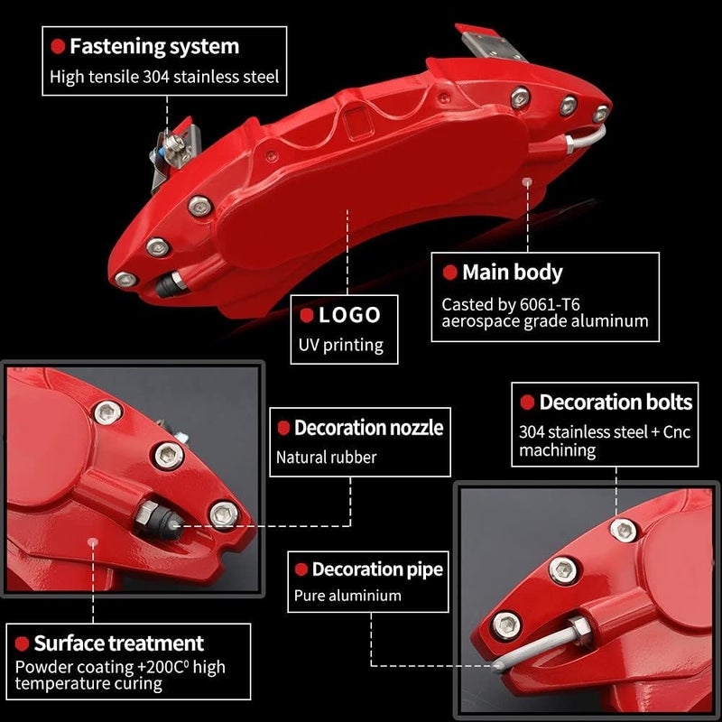 AOOA Red Brake Caliper Covers for Chevrolet Silverado and GMC Models (Set of 4) - Image 3
