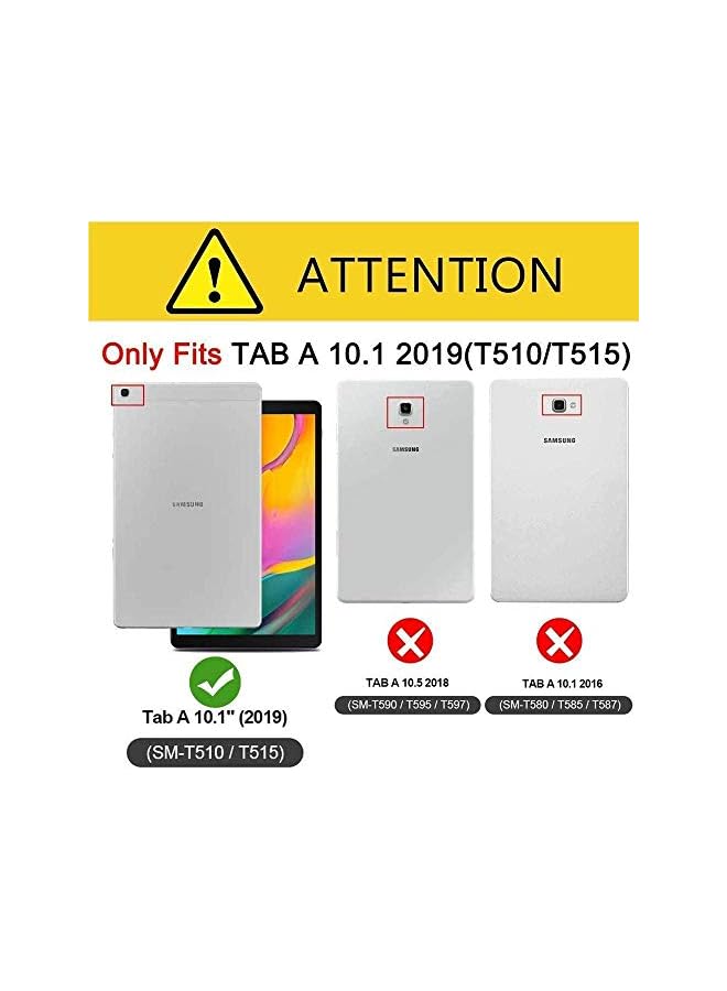 PROMASS حافظة سامسونج جالاكسي تاب A 10.1 2019، حافظة SM-T515/T510 مع حزام يد، حافظة واقية ثقيلة الوزن كاملة الجسم مقاومة للصدمات مع قاعدة دوارة 360 درجة، حزام كتف للأطفال، سوداء - Image 2