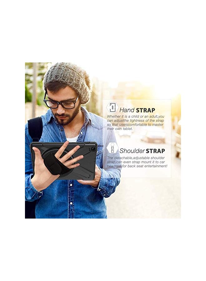 PROMASS حافظة سامسونج جالاكسي تاب A 10.1 2019، حافظة SM-T515/T510 مع حزام يد، حافظة واقية ثقيلة الوزن كاملة الجسم مقاومة للصدمات مع قاعدة دوارة 360 درجة، حزام كتف للأطفال، سوداء - Image 5