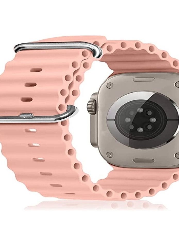Generic Ocean Design Silicone Loop Band Adjustable Men Women for i Series Ultra 8 7 6 5 4 3 2 1 SE Watch Band Compatible with Apple Watch 49mm 44mm 42mm 41mm 40 Pink  - Image 2