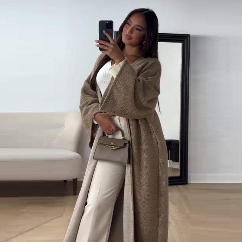 Autumn Explosions French Lazy Wind Loose Long Cardigan Jacket - Image 3