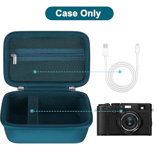 Canboc Carrying Case for Fujifilm X100V X100VI X100F X100S XE5 Digital Camera Zipper Mesh Pocket fit USB Cable Blue Case Only - Image 3