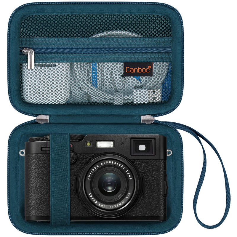 Canboc Carrying Case for Fujifilm X100V X100VI X100F X100S XE5 Digital Camera Zipper Mesh Pocket fit USB Cable Blue Case Only - Image 2