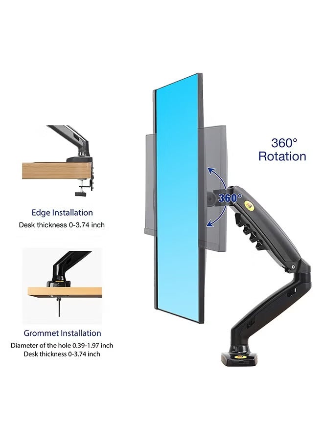 Monitor Desk Mount Stand Full Motion Swivel Arm Gas Spring for 17in-30in Computer From 4.4lbs to 19.8 lbs Black - Image 4