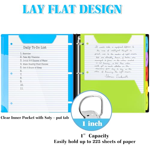 INFUN 1 Inch Telescoping 3 Ring Binder - 1PCS,Flexible Round Binder with Customizable Front Cover and Clear Catalog Pocket, 1 Inch Rings, 225 Sheet Capacity-Blue - Image 3