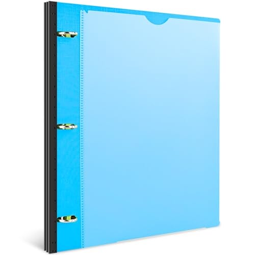 INFUN 1 Inch Telescoping 3 Ring Binder - 1PCS,Flexible Round Binder with Customizable Front Cover and Clear Catalog Pocket, 1 Inch Rings, 225 Sheet Capacity-Blue - Image 1