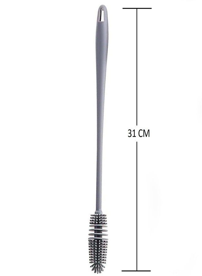 XML Bottle Cleaning Brush Silicone Long Handle for Baby Bottle, Water Bottle, Containers, Vase and Glass, Bottle Cleaner for Home and Kitchen Accessories Item Products (PACK-OF-2-BRUSH-31-CM) - Image 5