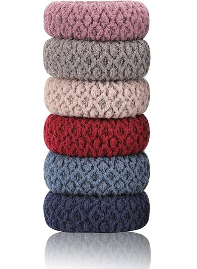 أربطة شعر مطاطية ناعمة  6 قطع للشعر الكثيف أو المجعد، أربطة مطاطية كبيرة للنساء والفتيات - Image 1