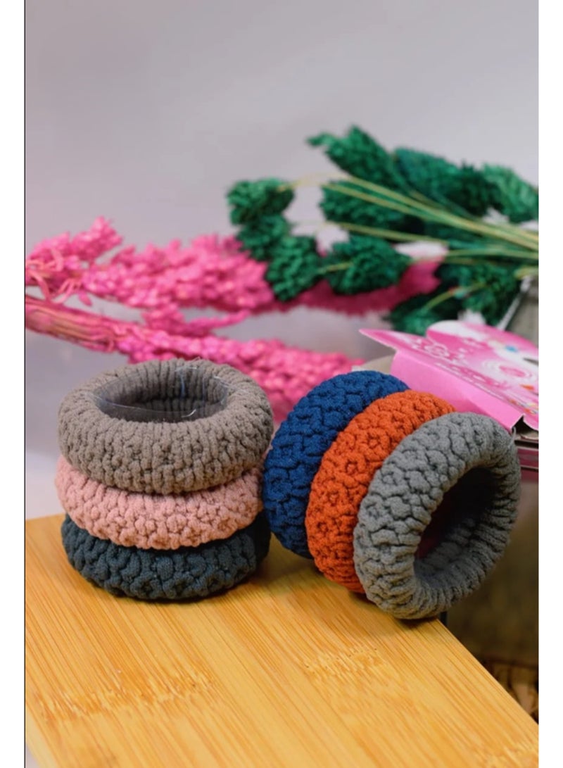 أربطة شعر مطاطية ناعمة  6 قطع للشعر الكثيف أو المجعد، أربطة مطاطية كبيرة للنساء والفتيات - Image 3