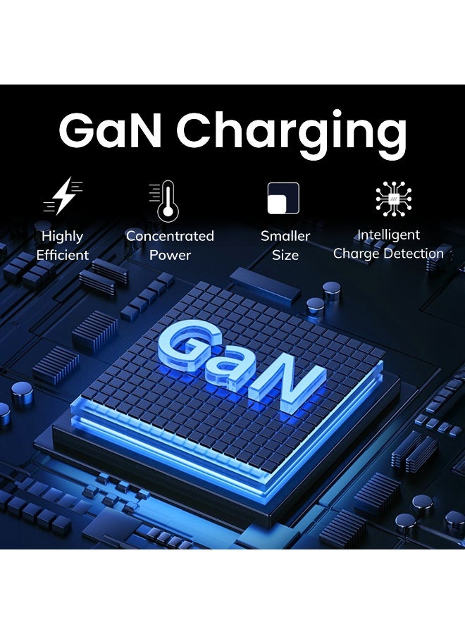 ERD شاحن سريع ERD TCU-664 67W بتقنية GaN مع كابل USB-A إلى USB-C | تقنية نيتريد الغاليوم عالية الكفاءة | توافق عالمي مع MacBook Air و iPhone 15/14/13 Pro Max و iPad و Samsung Galaxy وأجهزة الكمبيوتر المحمولة USB-C | محول سفر فائق الصغر مع حماية متعددة الطبقات (أبيض) - Image 5