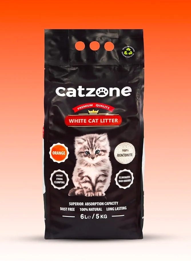 CATZONE White Bentonite Clumping Cat Litter Orange Scent kg 10