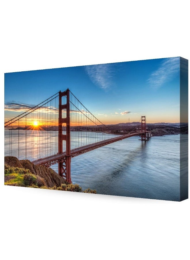Home Trove Decorarts - Golden Gate Bridge, San Francisco, California. Giclee Canvas Prints For Wall Decor. 36X24X1.5 - Image 1