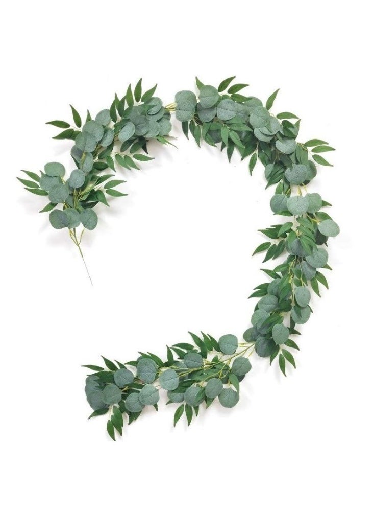 دايتويز إكليل زهور من الأوكالبتوس والصفصاف الاصطناعي، إكليل زهور من الأوكالبتوس والصفصاف بطول 3 أقدام لتزيين خلفية حفل الزفاف - Image 1