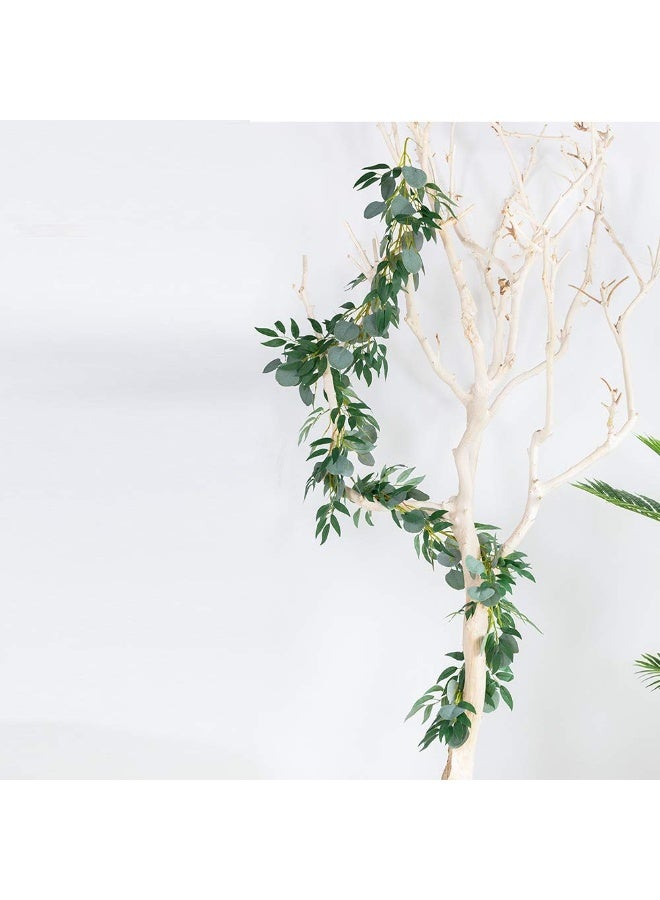 دايتويز إكليل زهور من الأوكالبتوس والصفصاف الاصطناعي، إكليل زهور من الأوكالبتوس والصفصاف بطول 3 أقدام لتزيين خلفية حفل الزفاف - Image 5