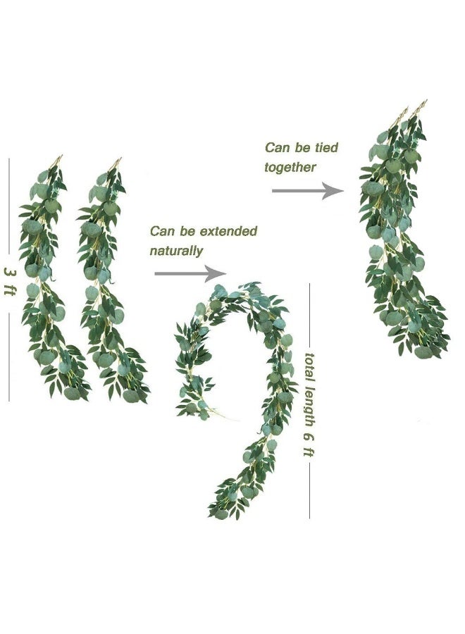 دايتويز إكليل زهور من الأوكالبتوس والصفصاف الاصطناعي، إكليل زهور من الأوكالبتوس والصفصاف بطول 3 أقدام لتزيين خلفية حفل الزفاف - Image 3