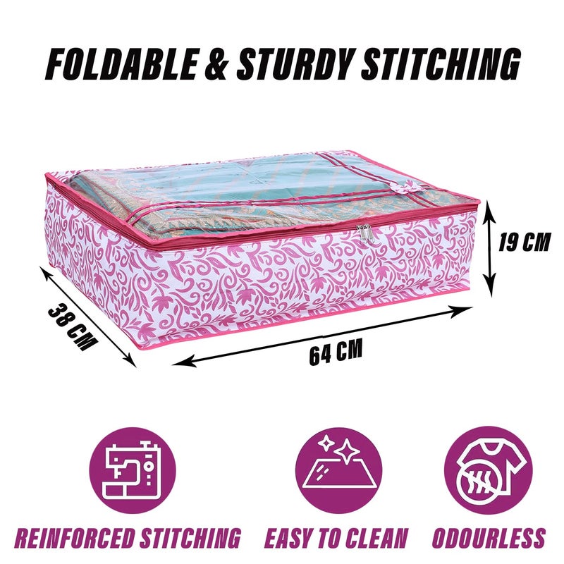 Kuber Industries Lehenga Cover | Non-Woven Gown Cover | Leaf Bow Pattern Garment Cover | Garment Cover with Top Transparent | Large | Pink - Image 3