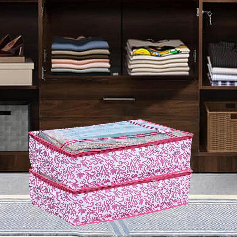 Kuber Industries Lehenga Cover | Non-Woven Gown Cover | Leaf Bow Pattern Garment Cover | Garment Cover with Top Transparent | Large | Pink - Image 5