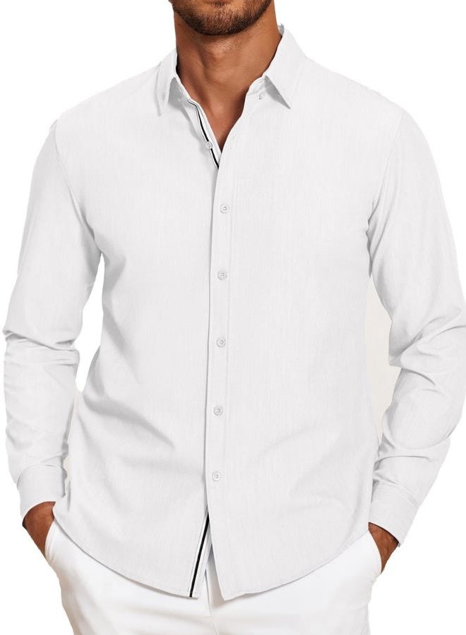 COOFANDY Mens Casual Button Down Shirt Untucked Long Sleeve Stretch Denim Dress Shirt - Image 1