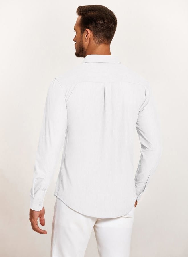 COOFANDY Mens Casual Button Down Shirt Untucked Long Sleeve Stretch Denim Dress Shirt - Image 5