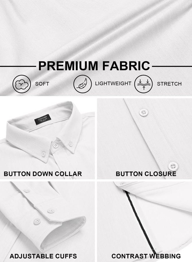 COOFANDY Mens Casual Button Down Shirt Untucked Long Sleeve Stretch Denim Dress Shirt - Image 4