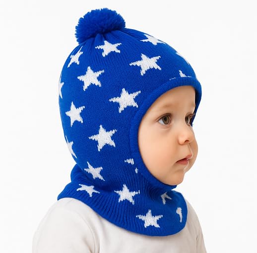 MIKONIKO Baby Boys & Girls Soft Woolen Monkey Cap | Unisex Wool Skull Cap for Infants & Toddlers (6 Months to 12 Months) Blue - Image 3