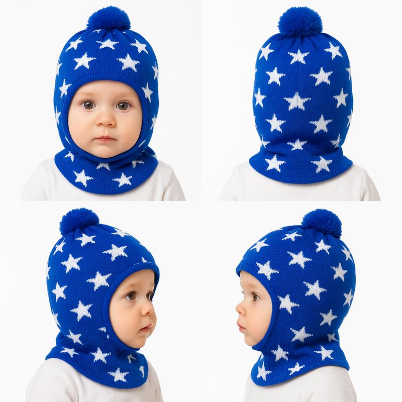 MIKONIKO Baby Boys & Girls Soft Woolen Monkey Cap | Unisex Wool Skull Cap for Infants & Toddlers (6 Months to 12 Months) Blue - Image 5