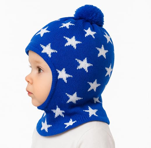 MIKONIKO Baby Boys & Girls Soft Woolen Monkey Cap | Unisex Wool Skull Cap for Infants & Toddlers (6 Months to 12 Months) Blue - Image 4